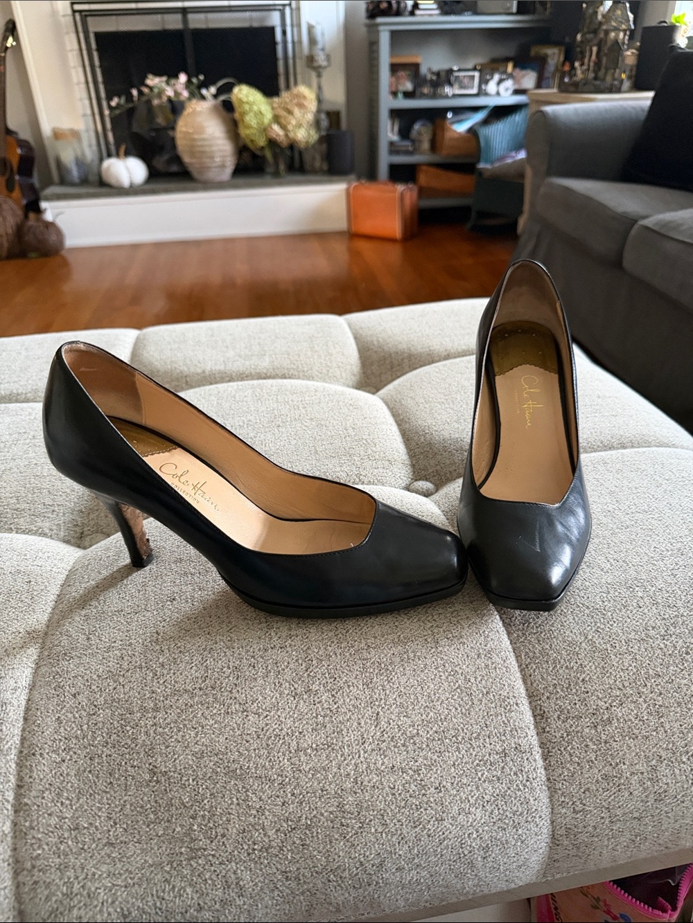 Cole Haan Nike Air Black Leather Pumps Size 7 | Cushioned Mid Heel